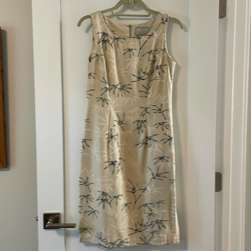 VTG 100% Silk Tropical Print Sleeveless Dress